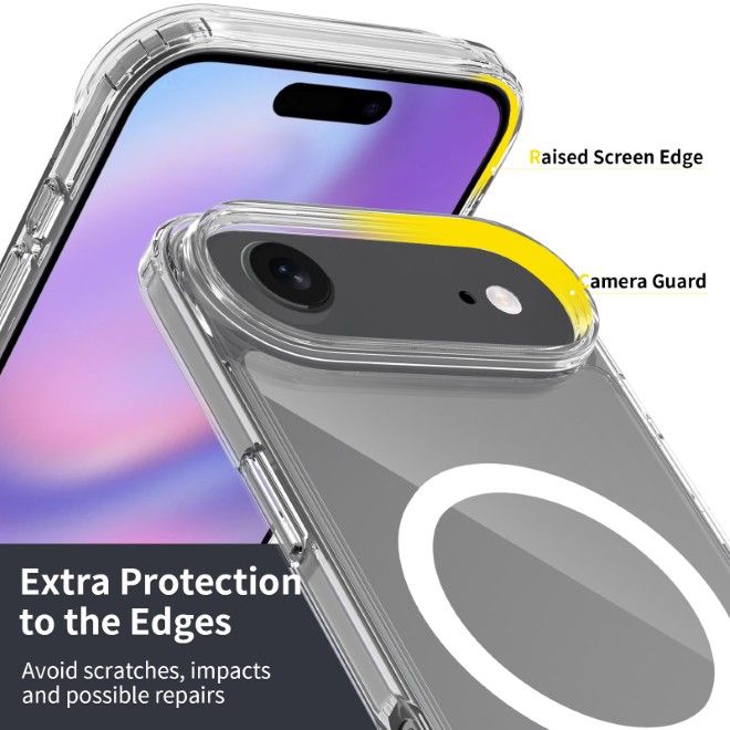 iPhone Air Hülle (PC / TPU Case) - Polycarbonat Rückseite + TPU Ränder - MagPureProtect Series - transparent