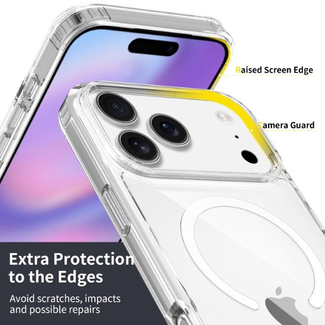 iPhone 17 Pro Hülle (PC / TPU Case) - Polycarbonat Rückseite + TPU Ränder - MagPureProtect Series - transparent