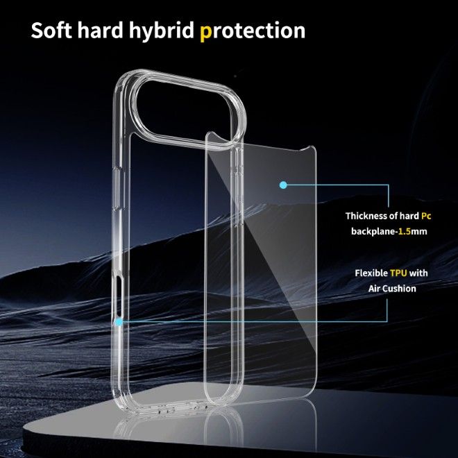 iPhone Air Hülle (PC / TPU Case) - Polycarbonat Rückseite + TPU Ränder - PureProtect Series - transparent