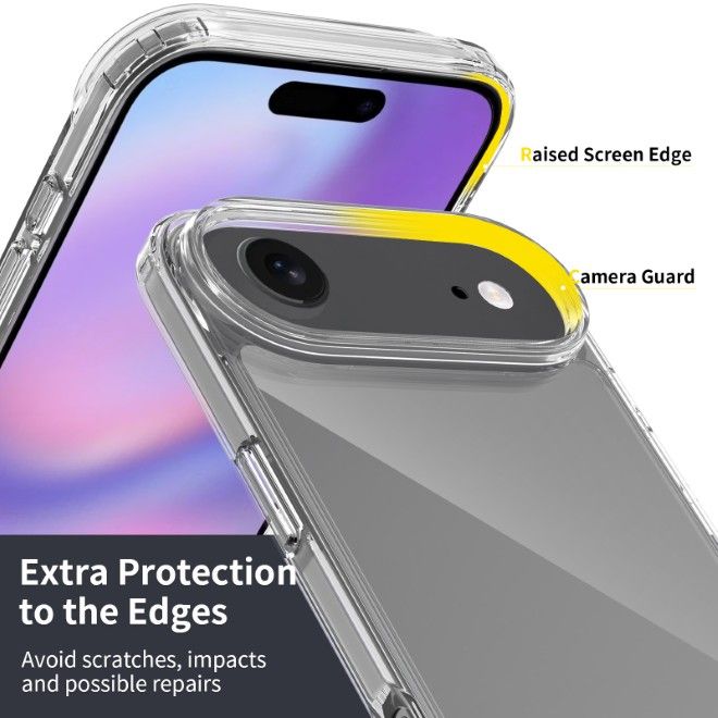 iPhone Air Hülle (PC / TPU Case) - Polycarbonat Rückseite + TPU Ränder - PureProtect Series - transparent