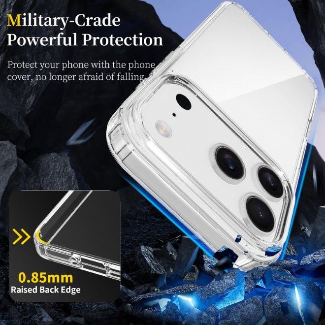 iPhone 17 Pro Max Hülle (PC / TPU Case) - Polycarbonat Rückseite + TPU Ränder - PureProtect Series - transparent