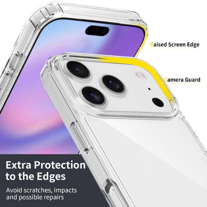 iPhone 17 Pro Max Hülle (PC / TPU Case) - Polycarbonat Rückseite + TPU Ränder - PureProtect Series - transparent