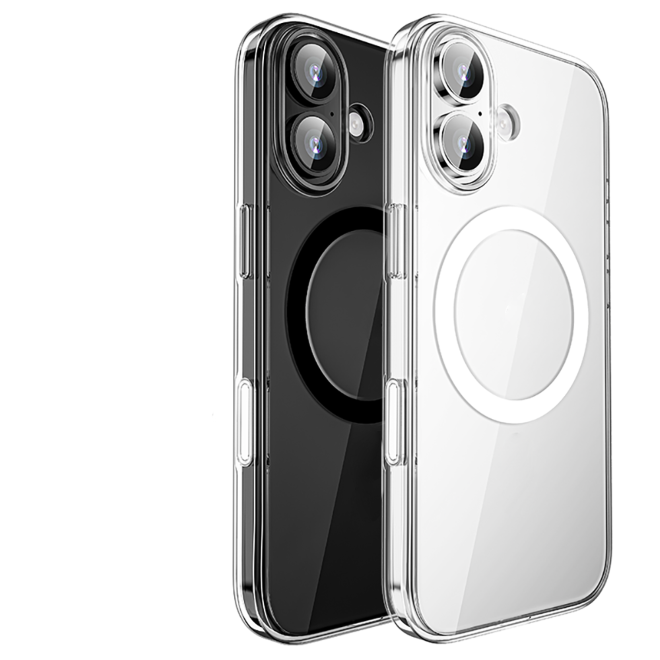 iPhone 17 Hülle (PC / TPU Case) - Polycarbonat Rückseite + TPU Ränder - MagPureProtect Camera Button Series - transparent
