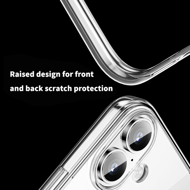 iPhone 17 Hülle (PC / TPU Case) - Polycarbonat Rückseite + TPU Ränder - MagPureProtect Camera Button Series - transparent
