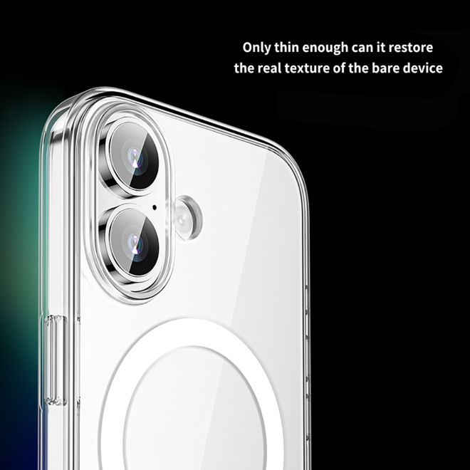 iPhone 17 Hülle (PC / TPU Case) - Polycarbonat Rückseite + TPU Ränder - MagPureProtect Camera Button Series - transparent