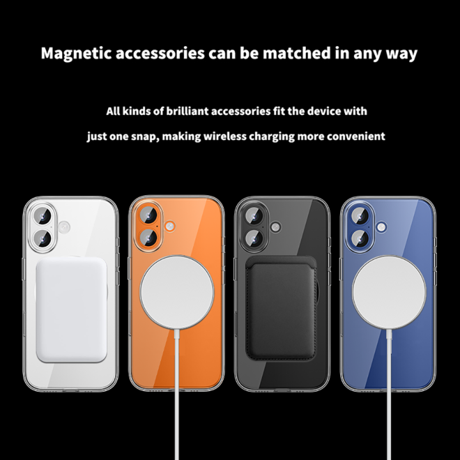 iPhone 17 Hülle (PC / TPU Case) - Polycarbonat Rückseite + TPU Ränder - MagPureProtect Camera Button Series - transparent