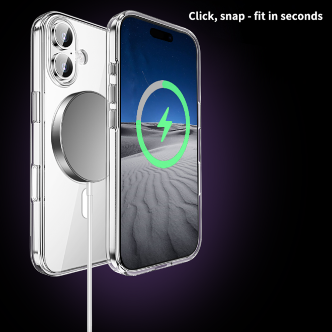 iPhone 17 Hülle (PC / TPU Case) - Polycarbonat Rückseite + TPU Ränder - MagPureProtect Camera Button Series - transparent