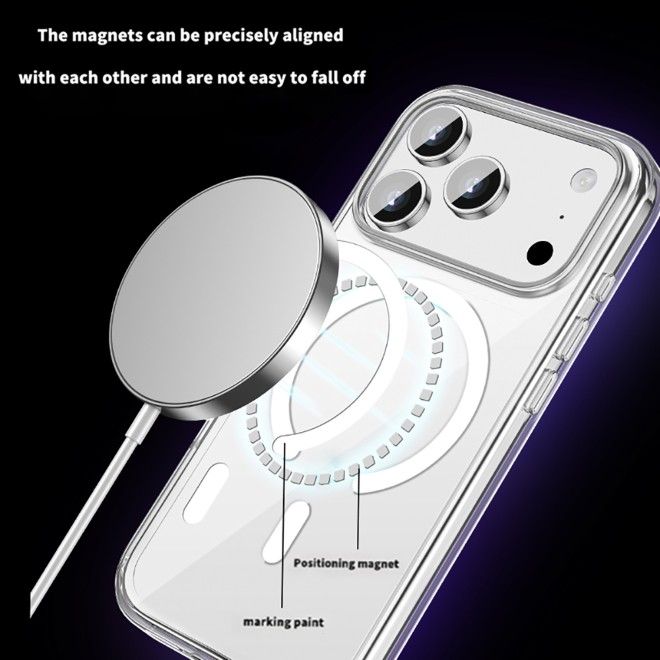 iPhone 17 Pro Hülle (PC / TPU Case) - Polycarbonat Rückseite + TPU Ränder - MagPureProtect Camera Button Series - transparent