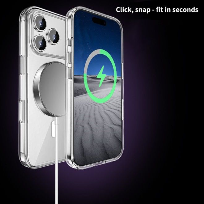 iPhone 17 Pro Hülle (PC / TPU Case) - Polycarbonat Rückseite + TPU Ränder - MagPureProtect Camera Button Series - transparent