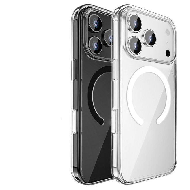 iPhone 17 Pro Max Hülle (PC / TPU Case) - Polycarbonat Rückseite + TPU Ränder - MagPureProtect Camera Button Series - transparent