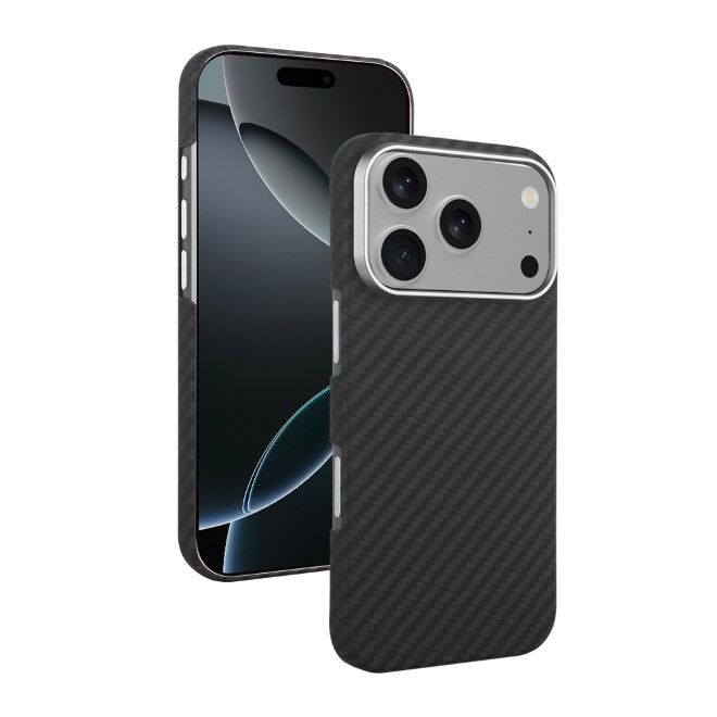 iPhone 17 Pro Aramid Schutzhülle - Real Kevlar ArmourShell MagSafe Series Case - schwarz/grau