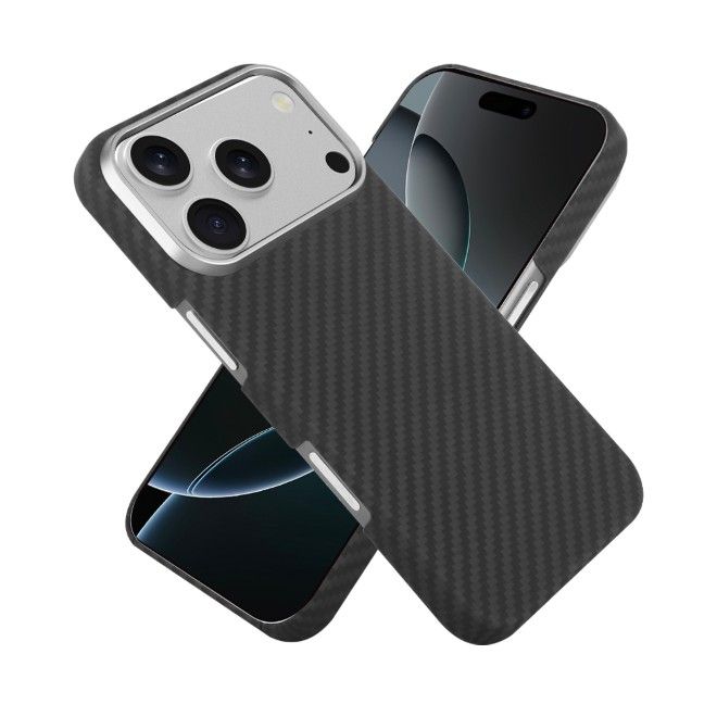 iPhone 17 Pro Max Aramid Schutzhülle - Real Kevlar ArmourShell MagSafe Series Case - schwarz/grau