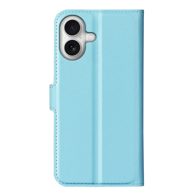 iPhone 17 Handy Hülle - Litchi Leder Bookcover Series - blau