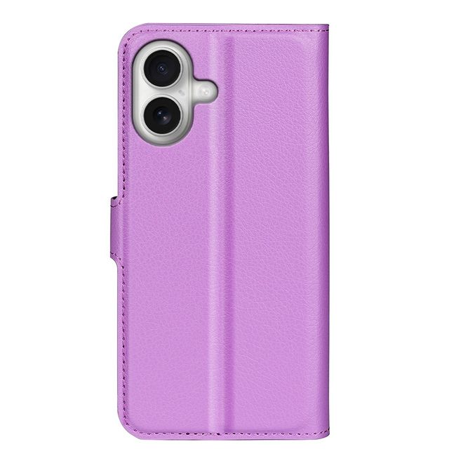 iPhone 17 Handy Hülle - Litchi Leder Bookcover Series - purpur