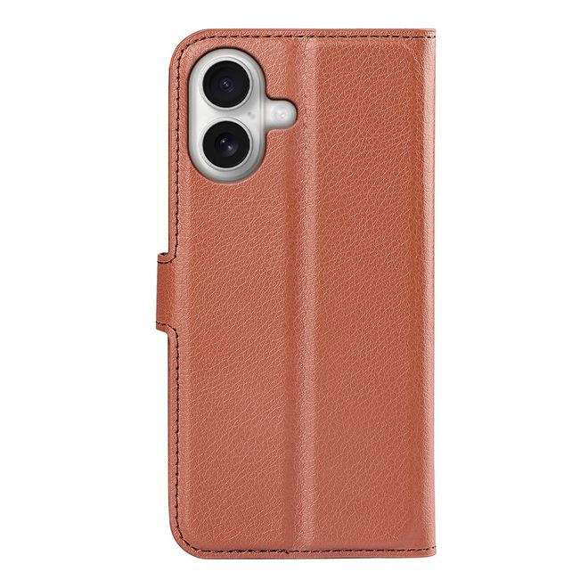 iPhone 17 Handy Hülle - Litchi Leder Bookcover Series - braun