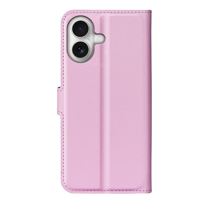 iPhone 17 Handy Hülle - Litchi Leder Bookcover Series - rosa