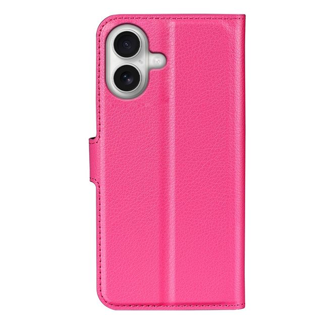 iPhone 17 Handy Hülle - Litchi Leder Bookcover Series - pink