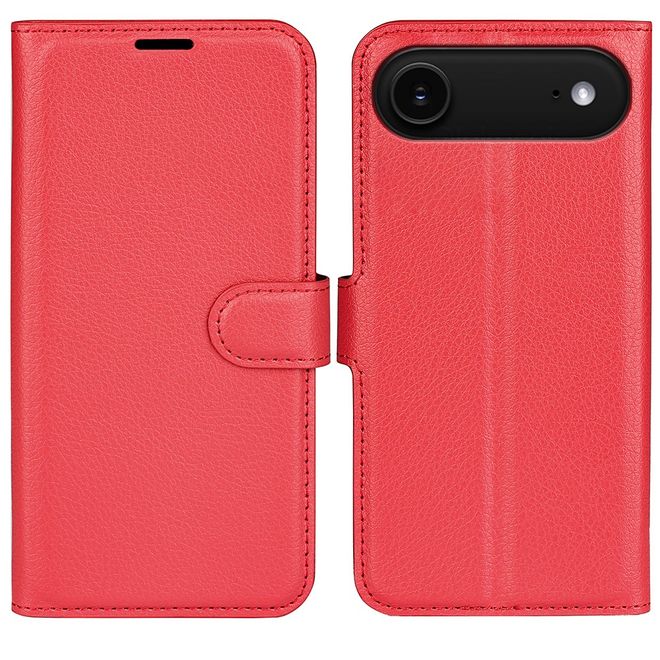iPhone Air Handy Hülle - Litchi Leder Bookcover Series - rot