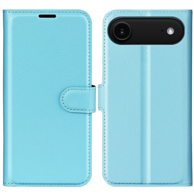 iPhone Air Handy Hülle - Litchi Leder Bookcover Series - blau