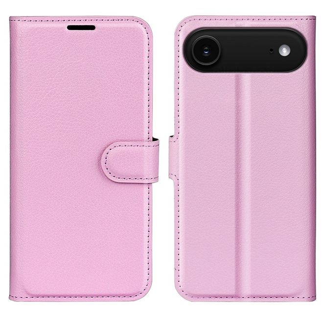 iPhone Air Handy Hülle - Litchi Leder Bookcover Series - rosa