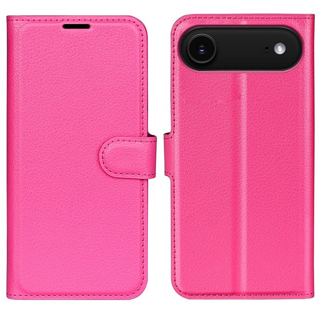 iPhone Air Handy Hülle - Litchi Leder Bookcover Series - pink