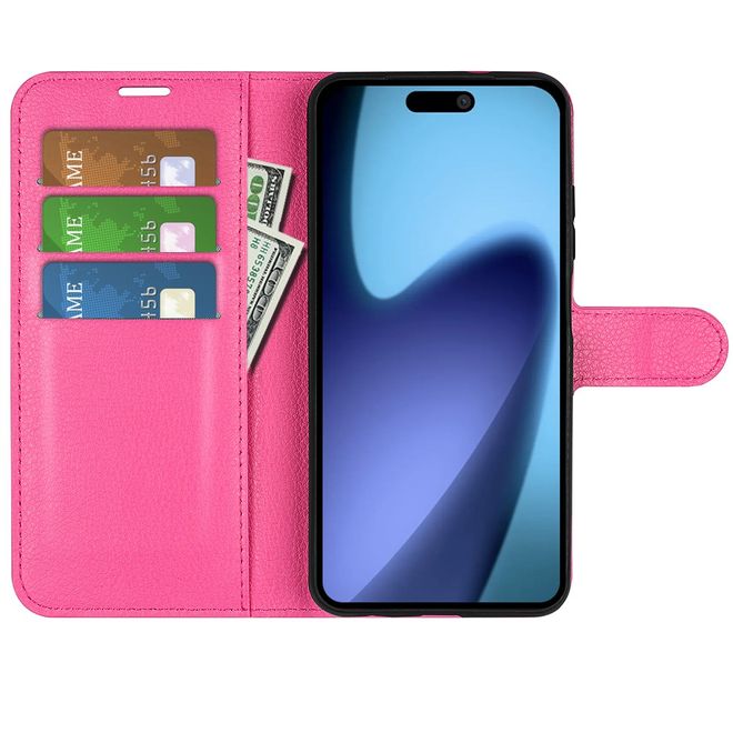 iPhone Air Handy Hülle - Litchi Leder Bookcover Series - pink