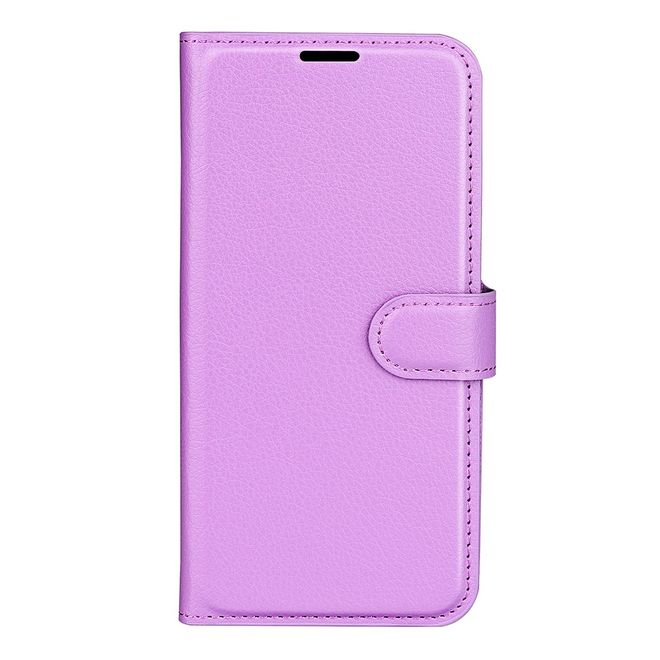 iPhone 17 Pro Max Handy Hülle - Litchi Leder Bookcover Series - purpur