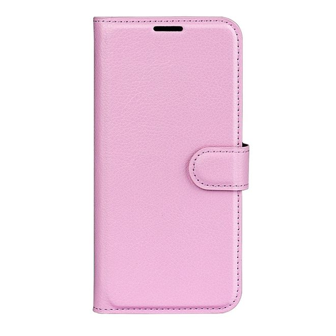 iPhone 17 Pro Max Handy Hülle - Litchi Leder Bookcover Series - rosa
