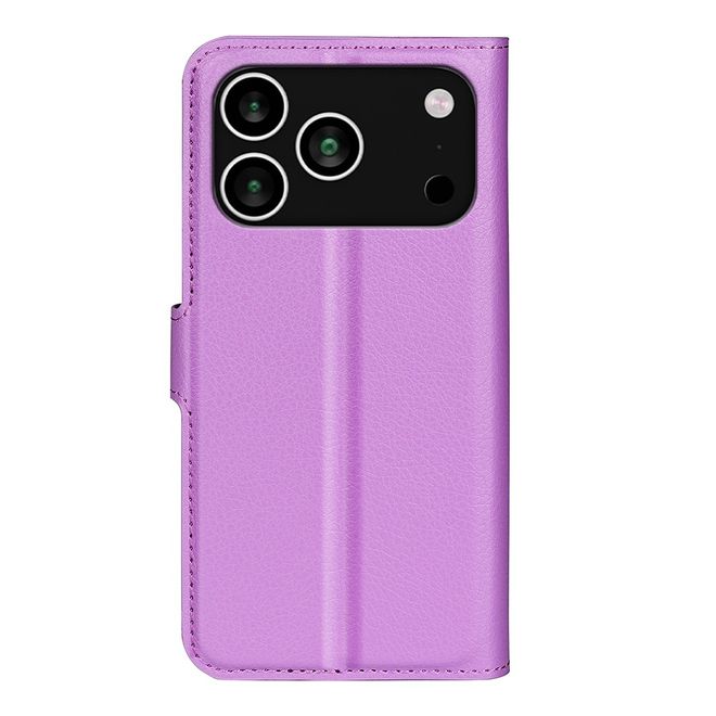 iPhone 17 Pro Handy Hülle - Litchi Leder Bookcover Series - purpur