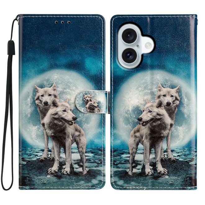 iPhone 17 Handy Hülle - Leder Bookcover Image Series - Wolf