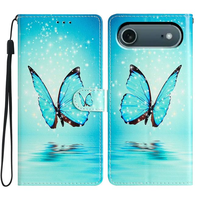 iPhone Air Handy Hülle - Leder Bookcover Image Series - blauer Schmetterling