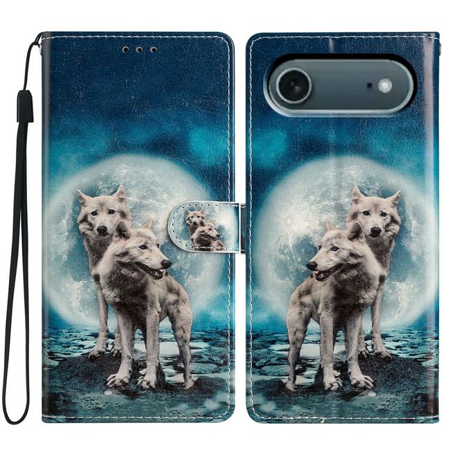 iPhone Air Handy Hülle - Leder Bookcover Image Series - Wolf