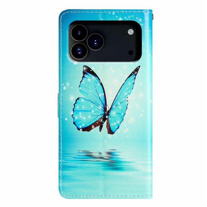 iPhone 17 Pro Max Handy Hülle - Leder Bookcover Image Series - blauer Schmetterling