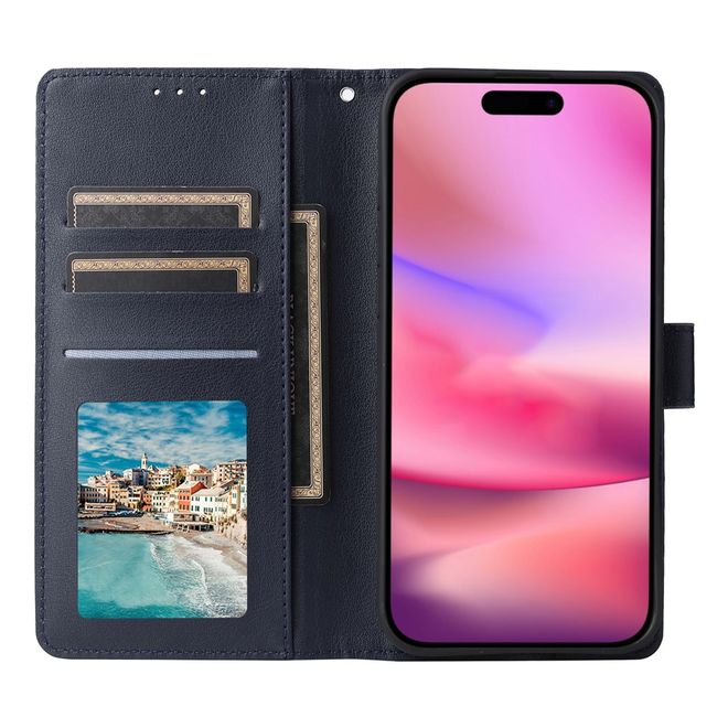 iPhone 17 Handy Hülle - Classic II Leder Bookcover Series - blau