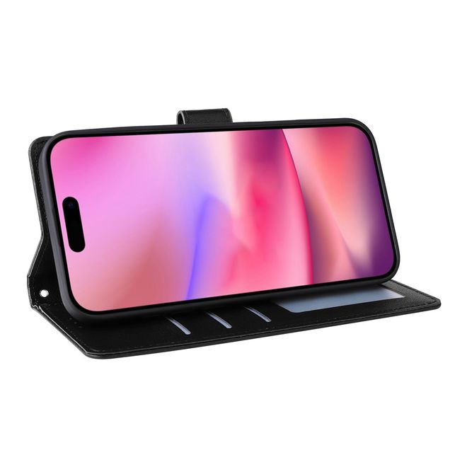 iPhone 17 Handy Hülle - Classic II Leder Bookcover Series - schwarz