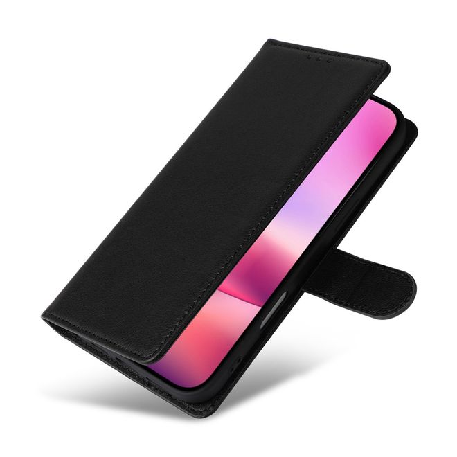 iPhone 17 Handy Hülle - Classic II Leder Bookcover Series - schwarz