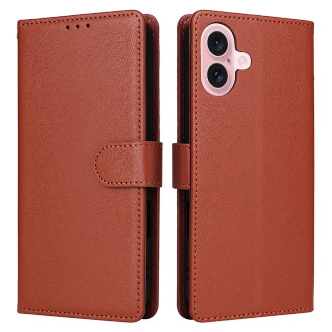 iPhone 17 Handy Hülle - Classic II Leder Bookcover Series - braun