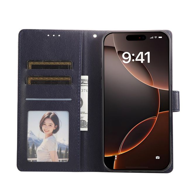 iPhone Air Handy Hülle - Classic II Leder Bookcover Series - blau