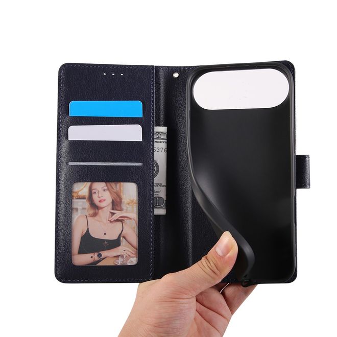 iPhone Air Handy Hülle - Classic II Leder Bookcover Series - blau