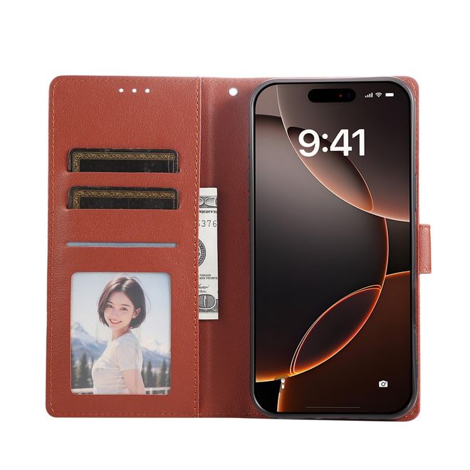 iPhone Air Handy Hülle - Classic II Leder Bookcover Series - braun