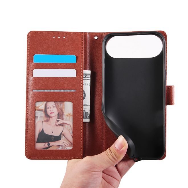 iPhone Air Handy Hülle - Classic II Leder Bookcover Series - braun