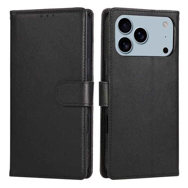 iPhone 17 Pro Handy Hülle - Classic II Leder Bookcover Series - schwarz