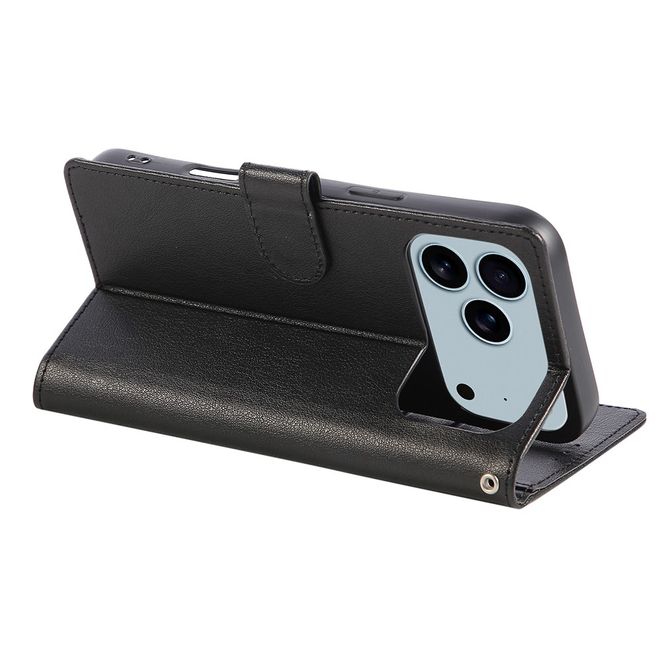 iPhone 17 Pro Handy Hülle - Classic II Leder Bookcover Series - schwarz