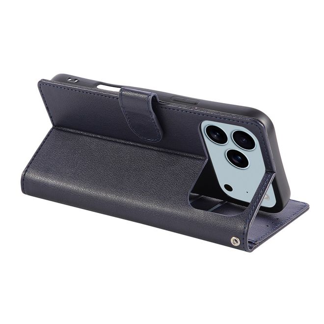 iPhone 17 Pro Handy Hülle - Classic II Leder Bookcover Series - blau