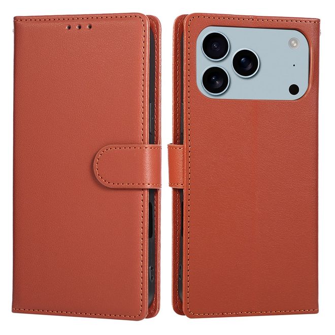 iPhone 17 Pro Handy Hülle - Classic II Leder Bookcover Series - braun