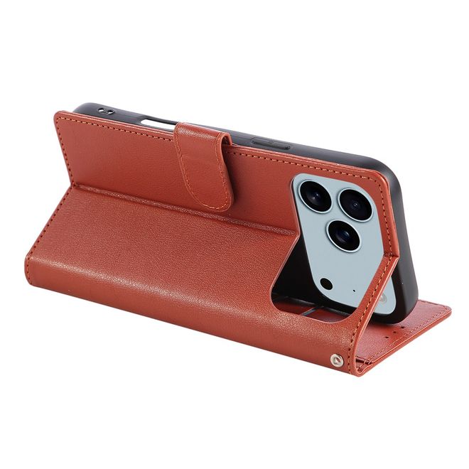 iPhone 17 Pro Handy Hülle - Classic II Leder Bookcover Series - braun