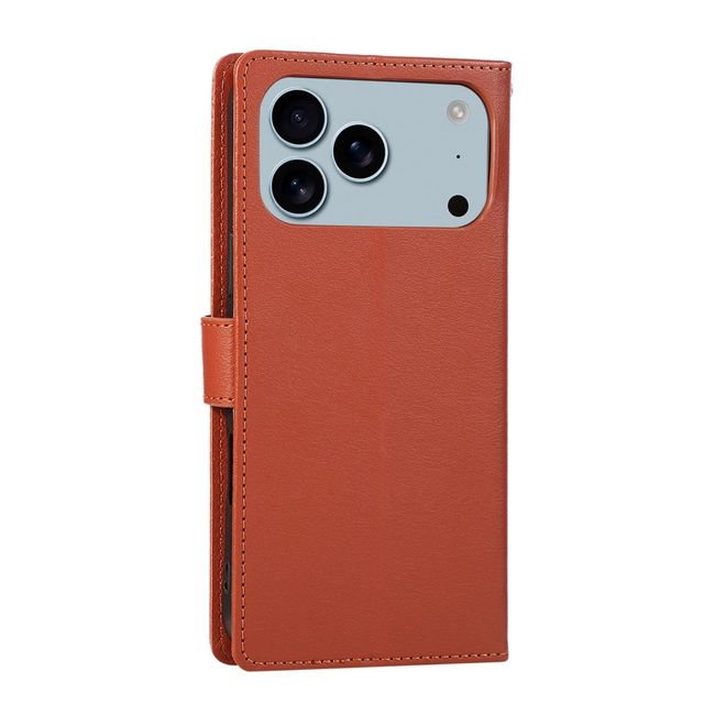 iPhone 17 Pro Handy Hülle - Classic II Leder Bookcover Series - braun