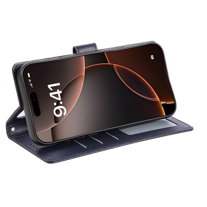 iPhone 17 Pro Max Handy Hülle - Classic II Leder Bookcover Series - blau