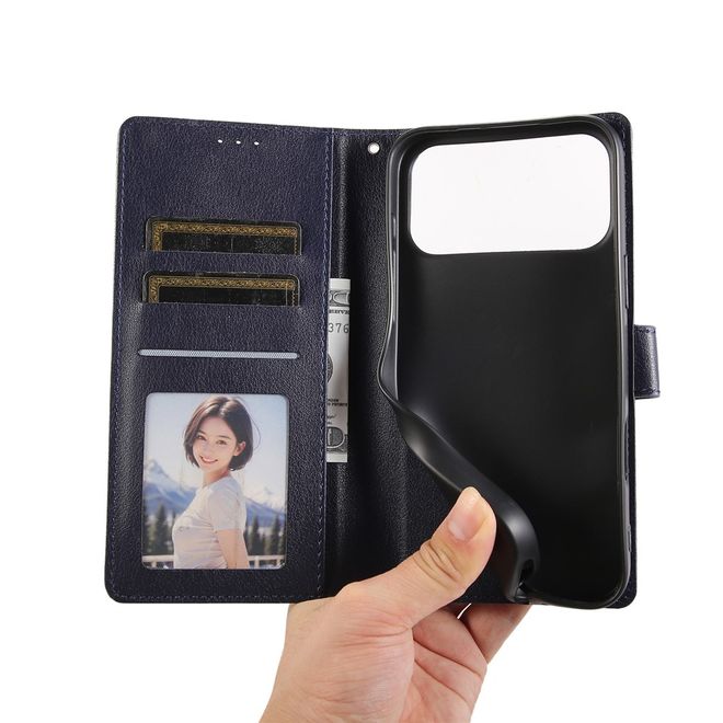 iPhone 17 Pro Max Handy Hülle - Classic II Leder Bookcover Series - blau