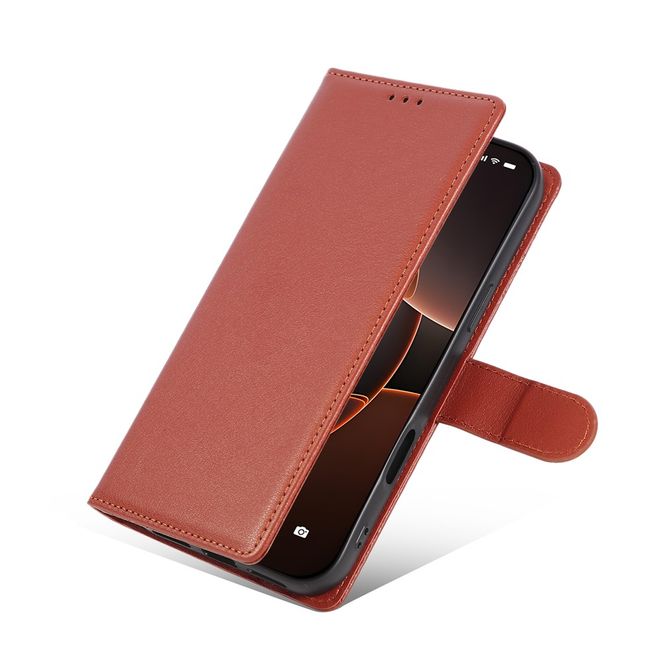 iPhone 17 Pro Max Handy Hülle - Classic II Leder Bookcover Series - braun